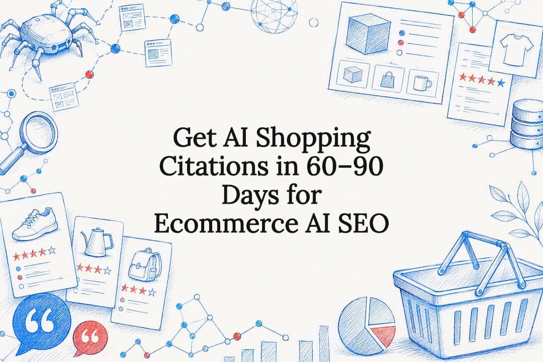Decorative ecommerce AI SEO title card